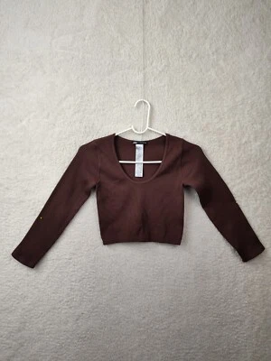 Camisa Zara Niñas Top Mediana Marrón Mezcla de Nailon Manga Larga Recortada Calce Informal Foto 1 de 4