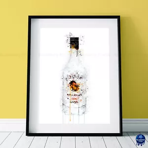 Malibu Kokosnuss Rum Flasche Splatter Stil Kunstdruck, in 4 Größen erhältlich. - Bild 1 von 6
