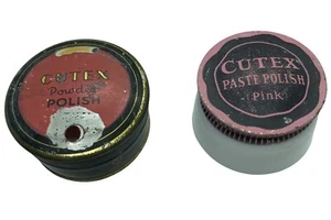 Vtg 1930's Cutex powder polish powder tin with paste polish milkglass jar deco - Picture 1 of 9