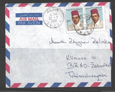Morocco 1969 Dujda (22-8) to Czechoslovakia Cover
