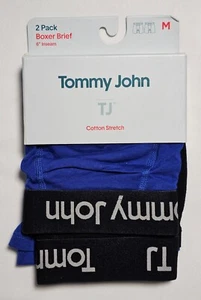 Tommy John Cotton Stretch 6-Inch Boxer Brief - Medium - Blue / Black - 2 Pack - Picture 1 of 2
