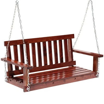 Wooden Porch Swing Heavy Duty 800lb Weight Capacity Swing Bench w/Hanging Chains - Image 1 of 4
