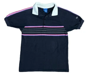 Vintage 80s Ocean Pacific Raglan Polo Shirt Rainbow Stripe Boys 8 Made in USA - Picture 1 of 7