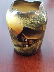 Jarrón alemán vintage pintado a mano mayólica Schramberg SMF 5 1/2 pulgadas de alto - Imagen 1 de 6