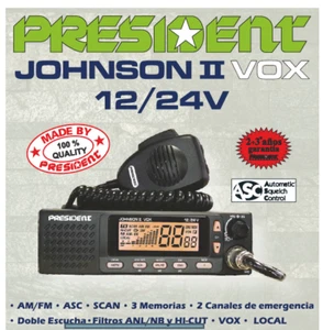 EMISORA PRESIDENT JOHNSON II ASC 27 MHZ CB (24/12V) BANDA CIUDADANA - MULTI-NORM - Imagen 1 de 5