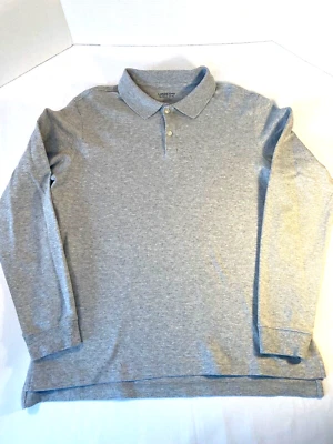 Camisa polo Lands End juvenil masculina manga longa tamanho XL 18/20 cinza - Imagem 1 de 4