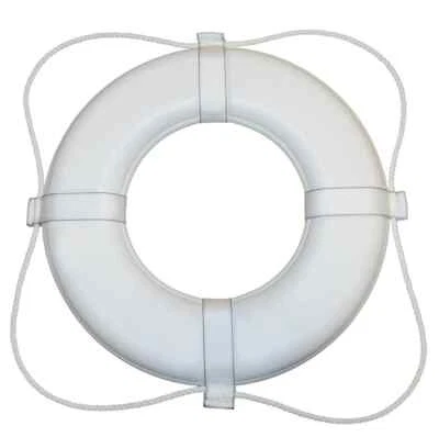 Taylor Made 20" Vinyl Coated Foam Life Ring with White Grab Lines, White, #360 - Image 1 of 2