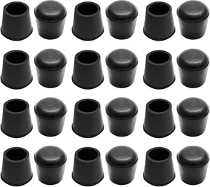 24Pc Value Set Black 5/8” round Rubber Chair Leg Tips Caps Floor Protectors - Picture 1 of 12