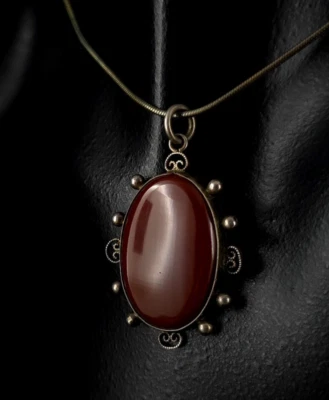 Anhänger Silber Sterling Karneol rot mit Kette Vintage - zauberhaft ausgefallen  - Bild 1 von 4