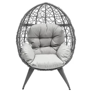 TAUS Egg Chair Wicker Teardrop Chair Outdoor Indoor Large Lounger with Cushion - Picture 1 of 12