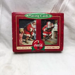 SANTA COCA COLA SEALED DECKS OF PLAYING CARDS W/TIN Bicycle - Picture 1 of 6