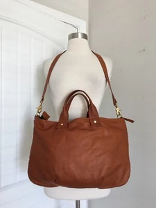 CLARE V BROWN LEATHER TOTE SHOULDER BAG - Picture 1 of 12