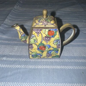 KELVIN CHEN ENAMEL LADYBUGS & GRAPES MINI DECORATIVE TEAPOT. #2058. 1999 - Picture 1 of 5