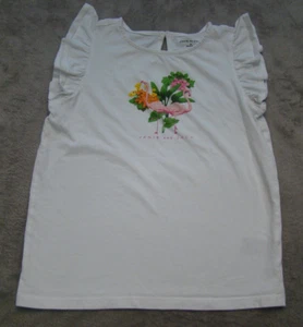 Janie And Jack Girls Size 10 Pink Flamingo Tropical Cap Sleeve Top Shirt Tee - Picture 1 of 4