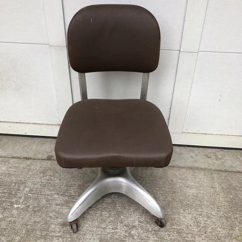 Vintage Goodform Mid Century Art Deco  Swivel Office Chair  Aluminum Modern Cover