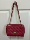 DKNY Quilted Leather Crossbody Shoulder Bag Chain Handle Pink Barbie Raspberry
