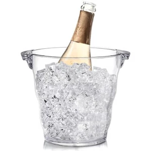 Ice Bucket 4 Liter Plastic Champagne Bucket Chiller Thick Clear Beverage Tubs Wi - Picture 1 of 7