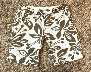 Vintage Y2K O’Neill Skater Shorts Women 13 Blue Brown Floral Surfer Front Button - Picture 1 of 16