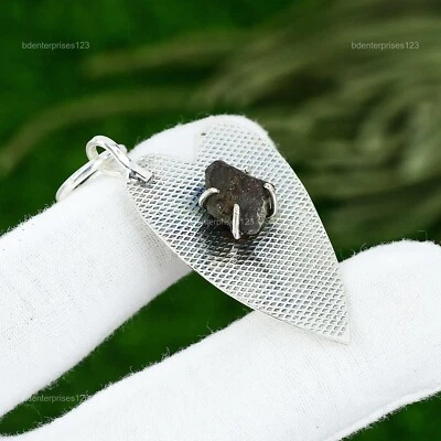 Colgante Hermana Bisel Elegante Bisel Cuarzo Moldavita Natural Plata de Ley 925 Foto 1 de 4