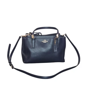Coach Small Satchel Crossbody Bag Navy Blue Gold Tone Hardware - Picture 1 of 20