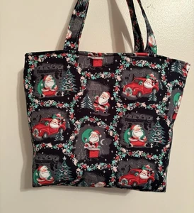 Handgefertigte Weihnachten Weihnachtsmann LKW Baum Schornstein Tragetasche Handtasche - Bild 1 von 1