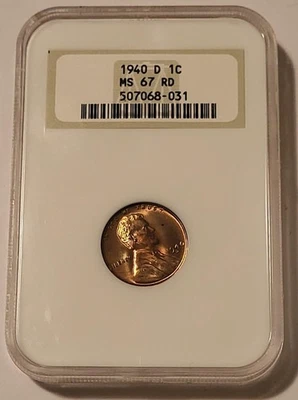 1940 D Lincoln Wheat Cent MS67 RED NGC OH - Image 1 of 4