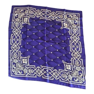 Linda Allard For Ellen Tracy Indigo 100 % Seide Quadratischer Damen Schal 33” X 33” - Bild 1 von 10