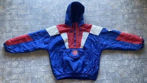 Vintage Starter MLB Chicago Cubs 1/2 Zip Pullover Hooded Jacket Size Large Korea - Picture 1 of 20