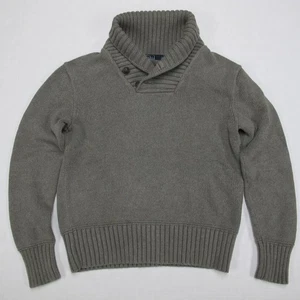 Suéter Vintage Polo Ralph Lauren Para Hombres Pequeño Gris Algodón Tejido Chal Recortado - Imagen 1 de 6