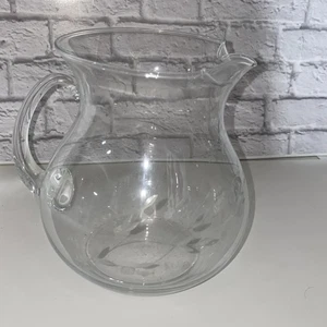 PRINCESS HOUSE CRYSTAL ETCHED 7 INCH PITCHER WATER JUICE HERITAGE PRINT Vtge - Picture 1 of 10