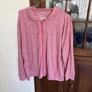 Terra & Sky Sz 1X 16W-18W Rose Dust Heather Jacket Hood Lightweight Pockets Zip - Picture 1 of 2