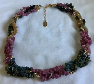 Stauer Chameleon Tourmaline 3-Strand 18" Necklace Goldplated 925 Sterling Silver - Picture 1 of 6