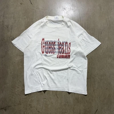 Camisa Jeans Guess De Colección Para Hombre Grande Blanca Gráfica EE. UU. Hecha en EE. UU. 1994 90s Foto 1 de 4