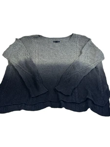 American Eagle Ombré Knit Sweater Gray Navy XL Cozy Dip-Dye Cable - Picture 1 of 8