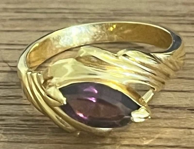 Anel vintage JASMINE ametista roxo CZ tamanho 6 - Imagem 1 de 4