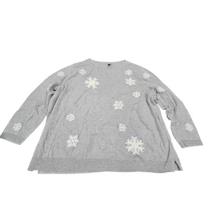Neu ohne Etikett Talbots strukturierter Schneeflockenpullover grau weiß 2x 2xp Petites Kaschmir Ski - Bild 1 von 6