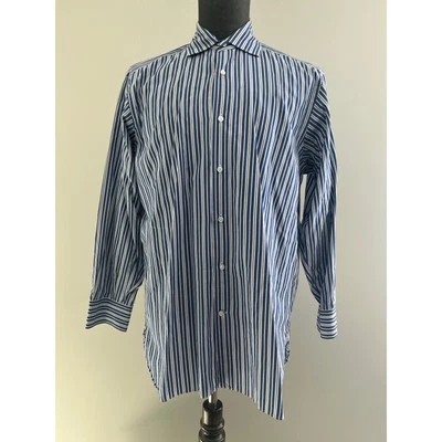 Ralph Lauren Purple Label Italy Button Down Dress Shirt Blue Stripes Size 16 SG - Image 1 of 4
