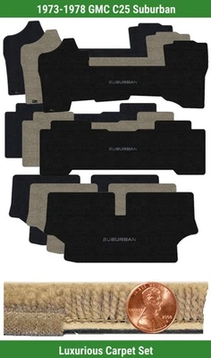 Juego de alfombrillas de lujo personalizadas para 1973-1978 GMC C25 Suburban con logotipo (3 piezas) #MUA Foto 1 de 4