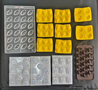 Moldes de chocolate - Lote de 42 moldes de tema diferentes en plástico, silicona y acrílico Foto 1 de 4