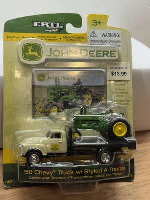 1/64 1950 John Deere Chevy Truck w/ Styled A  Tractor Sealed Card - Image 1 of 4