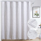 BOHO 100% Waterproof Shower Curtain Liner with Tassel for Bathroom White