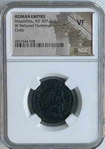 ROMAN EMPIRE - MAXENTIUS AD 307-312 - BI REDUCED NUMMUS -NGC VF - FREE SHIPPING! - Picture 1 of 2