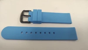 Correa de reloj de silicona azul claro de 20 mm - Banda lisa luminosa, hebilla negra mate - Imagen 1 de 13