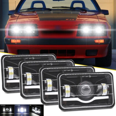 4PCS 4x6 Inch LED Headlights Fit Ford Mustang 1979 1980 1981 1982 1983 1984-1986 - Image 1 of 4