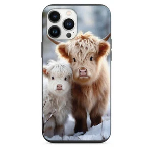 Süße Baby Highland Kühe im Schnee Handyhülle für iPhone 7 8 X XS XR SE 11 12 1 - Bild 1 von 31
