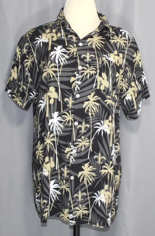 NFL Team Apparel New Orleans Saints Button Front Hawaiian Shirt Mens Size Medium Cover
