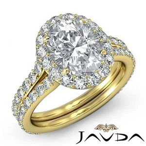 Halo Pave Set Oval Diamond Engagement Anniversary Ring GIA I Color SI1 2.76 Ct - Picture 1 of 12