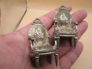 Antikes Paar weiße Metall Stubenstühle teilweise gemarkt Chester - Bild 1 von 9