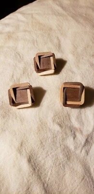 FOUR Wooden Sewing Buttons Handcrafted 3D  buttons. AMAZING!! - Image 1 of 4