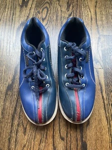 Dexter Slide-Rite Men’s Bowling Shoes Size 7.5 M USA / EU 40 – Blue Red Leather - Picture 1 of 5